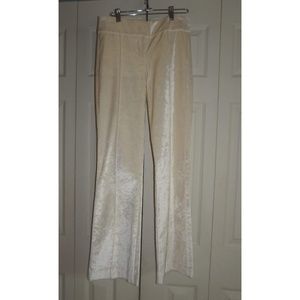 BEBE Silky Bell Bottom Fitten White Pearl Pants